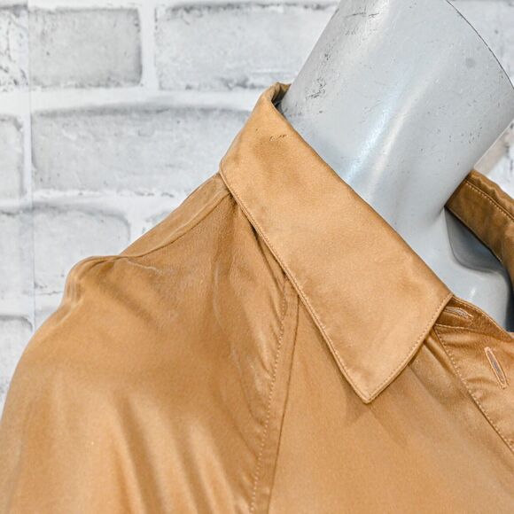 LOULOU Studio Women's Short Sleeve Silk Datia Shirt in Brown size Large - Picture 5 of 11